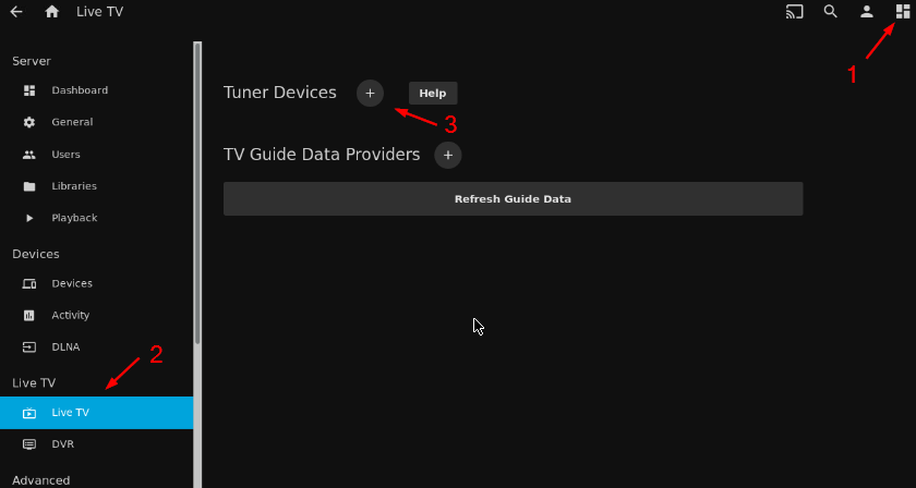 How to access the 'Tuner Devices' page